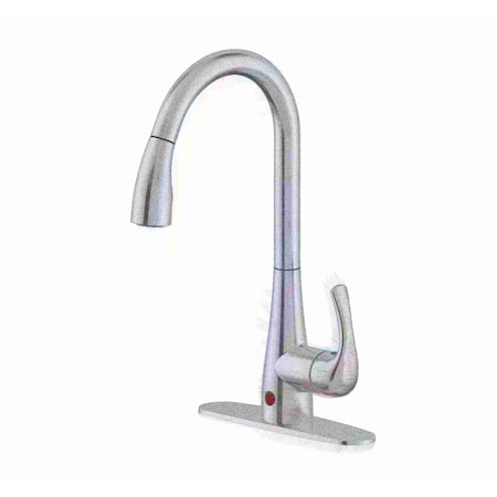 Westbrass Dual Sensor-Touchless Motion Control Kitchen Faucet with Pull Down Spray Head, Stainless Steel KA03A-20